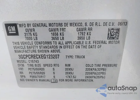 2014 Chevrolet Silverado 1500 1Lt z USA, uszkodzony, nr VIN 3GCPCRECXEG123207